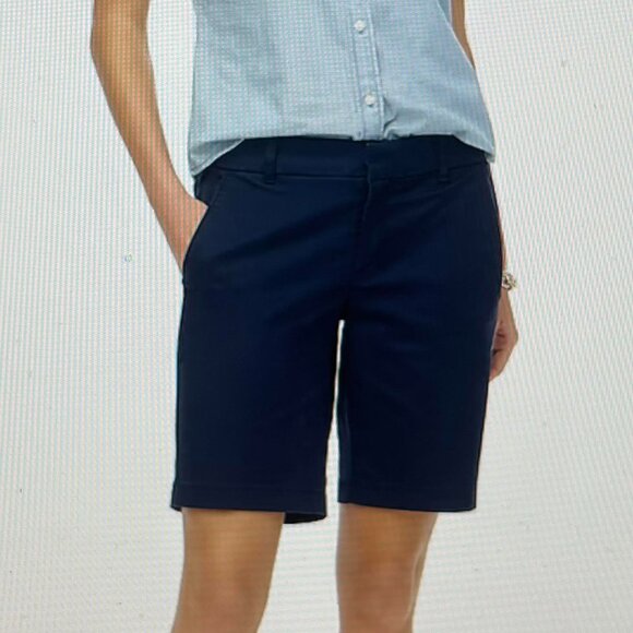 J CREW Women's Frankie Bermuda Navy Blue Chino Shorts 9" Inseam Sz 12 - Picture 1 of 6